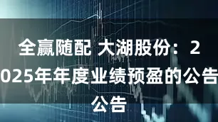全赢随配 大湖股份：2025年年度业绩预盈的公告